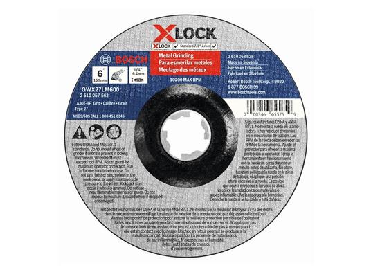 Disque à meuler X-LOCK spécial métal de 6 po x 1/4 po pour arbre type 27, grain 30