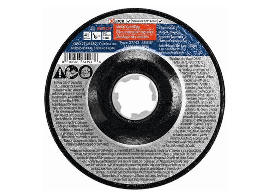 Disque à meuler X-LOCK spécial métal de 4-1/2 po x 1/4 po pour arbre type 27, grain 30