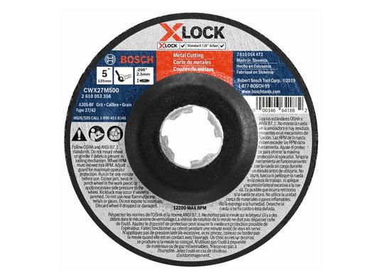 Disque à tronçonner et meuler X-LOCK spécial métal de 5 po x 0,098 po pour arbre type 27A (ISO 42), grain 30